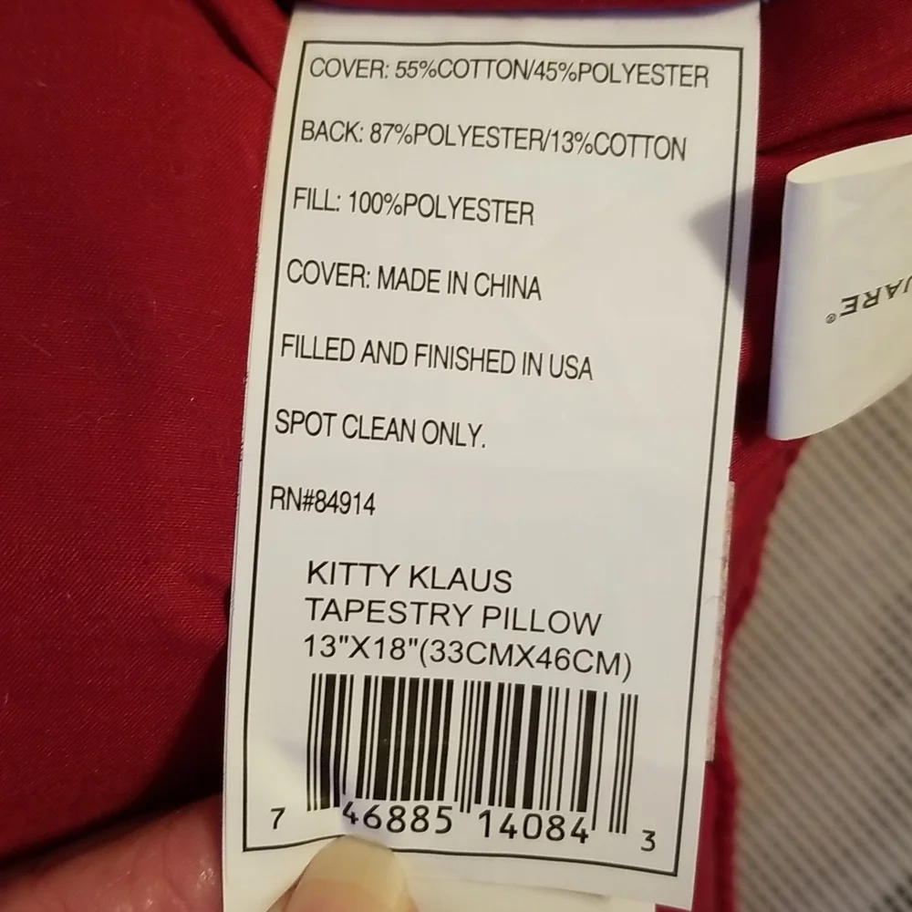 Kitty Klaus tapestry pillow